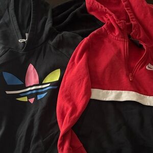 Kids Adidas and Nike Hoodies - Red and Black